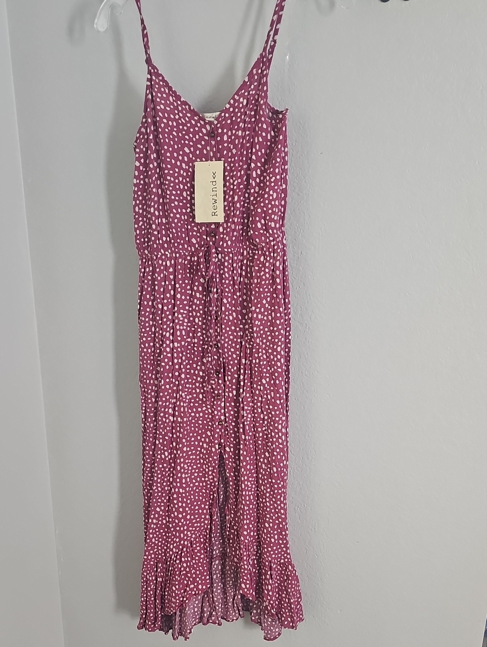 Rewind Dusty Rose Polka Dot Maxi Sundress